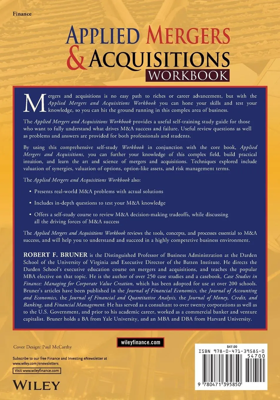 Rückseite: 9780471395850 | Applied Mergers and Acquisitions Workbook | Robert F Bruner | Buch