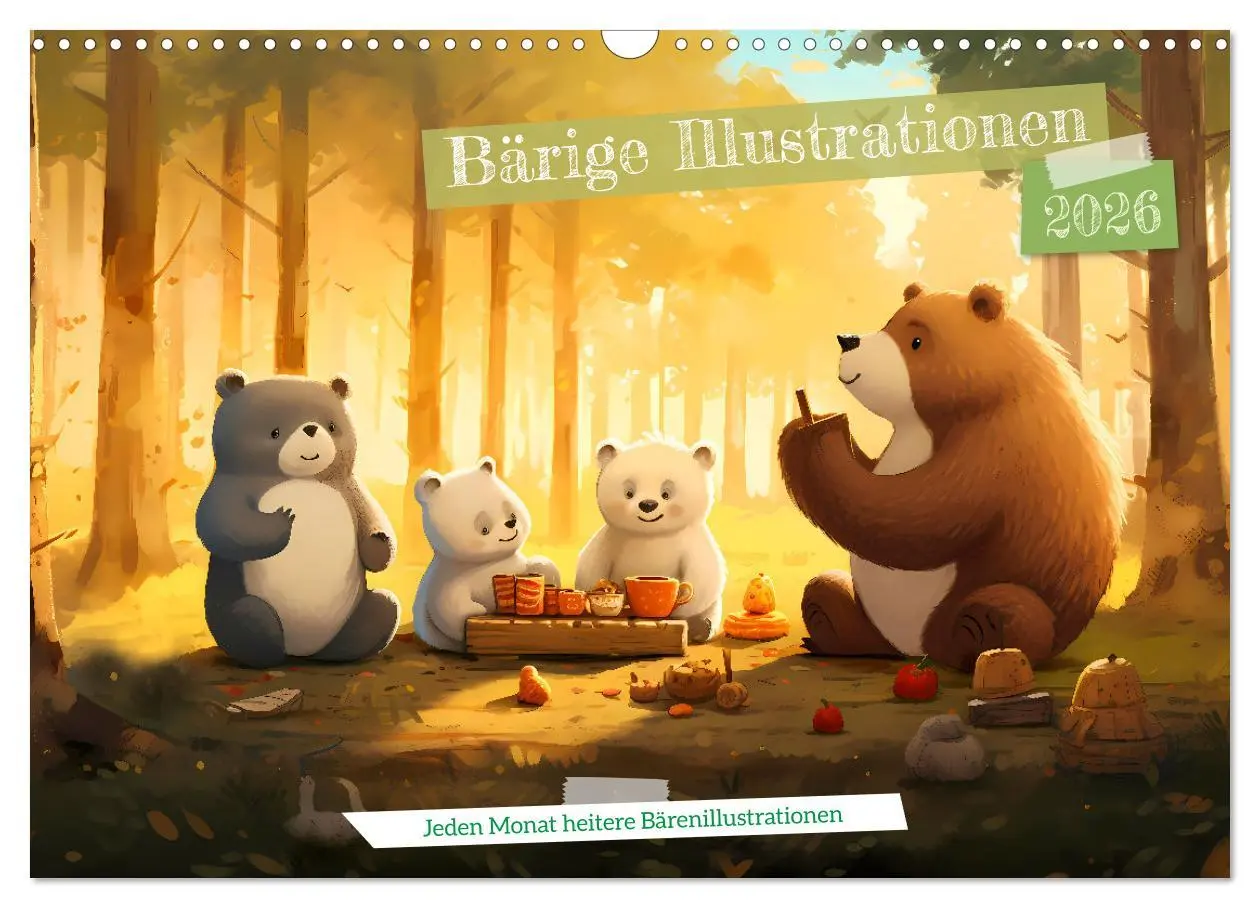 Cover: 9783457475850 | Bärige Illustrationen (Wandkalender 2026 DIN A3 quer), CALVENDO...