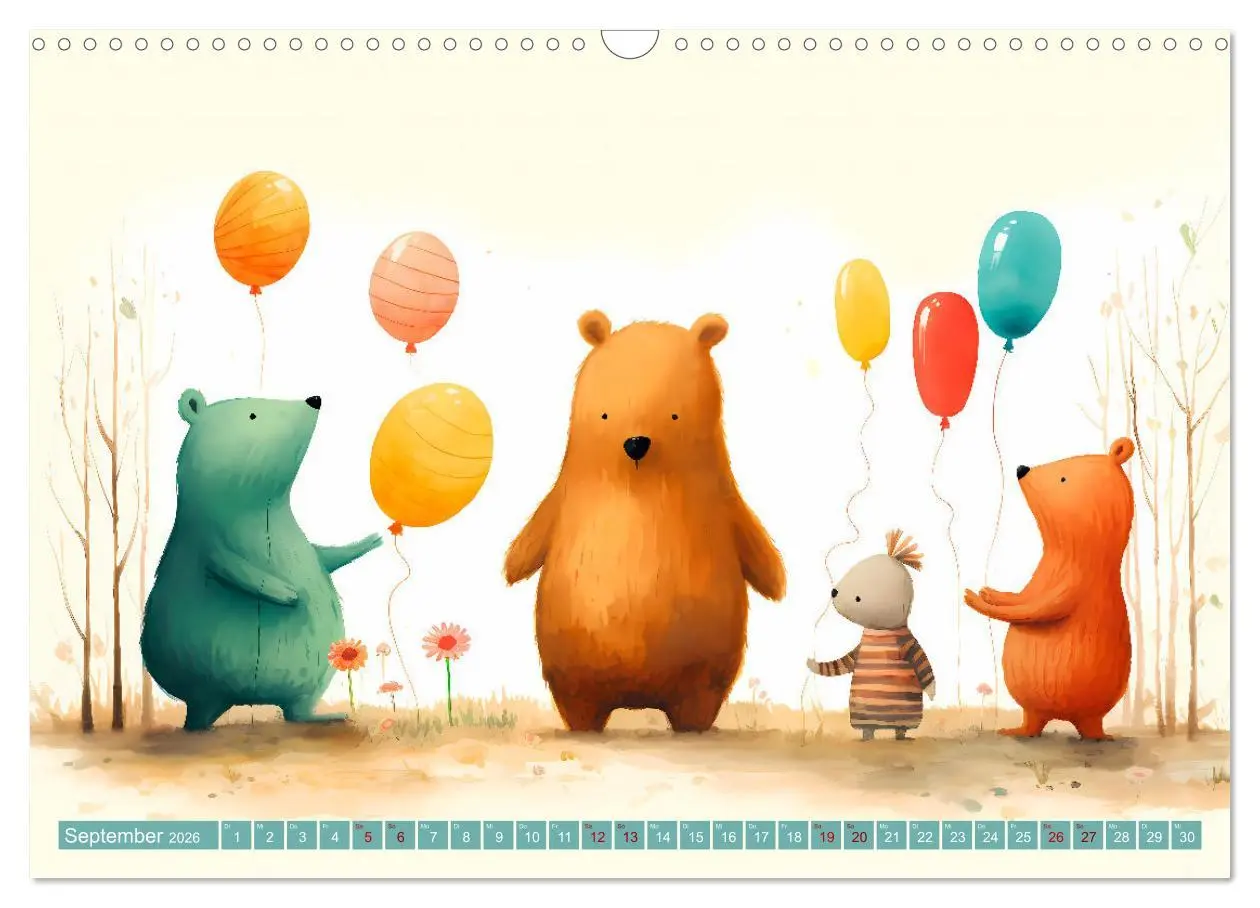 Bild: 9783457475850 | Bärige Illustrationen (Wandkalender 2026 DIN A3 quer), CALVENDO...