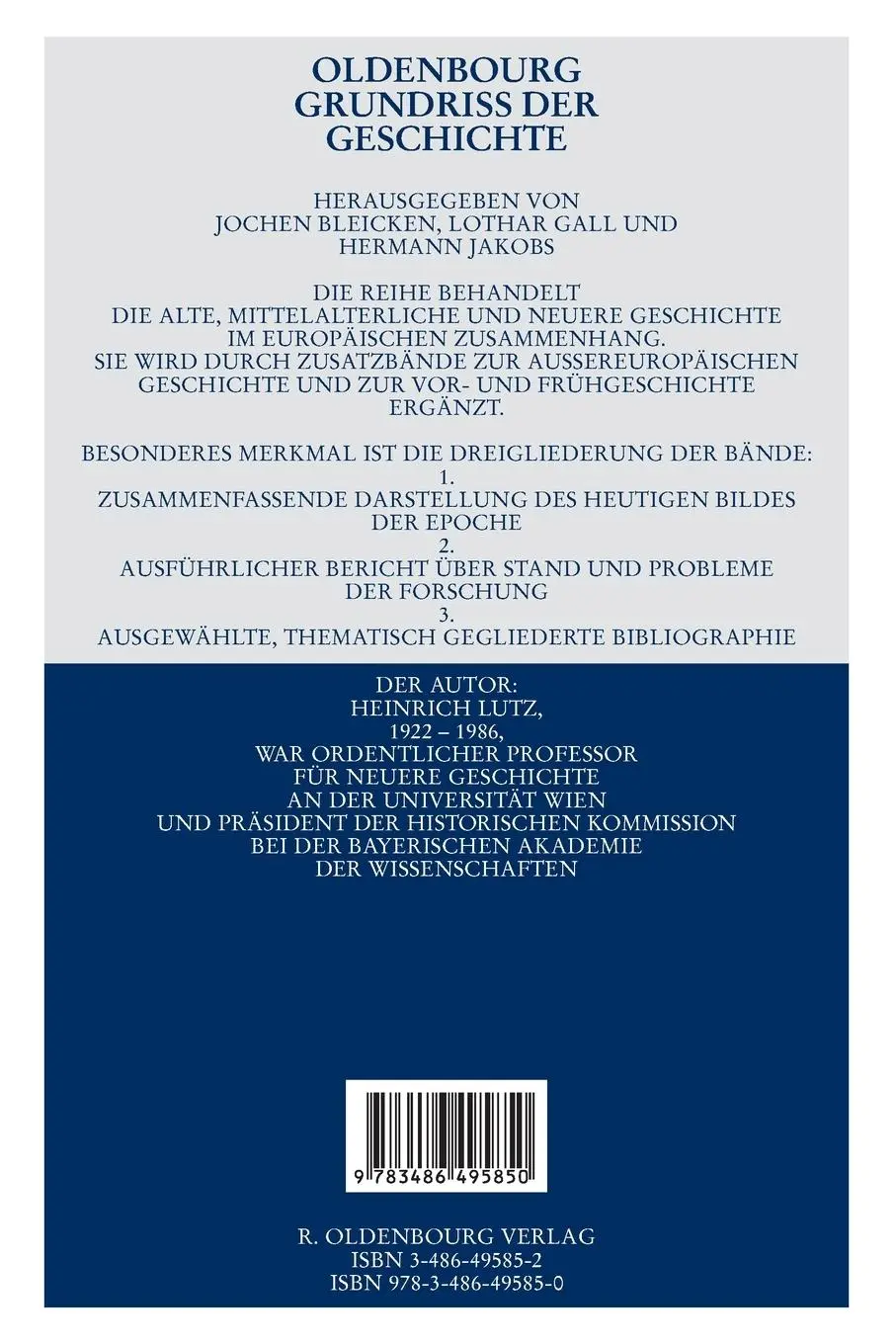 Rückseite: 9783486495850 | Reformation und Gegenreformation | Heinrich Lutz | Taschenbuch | XII