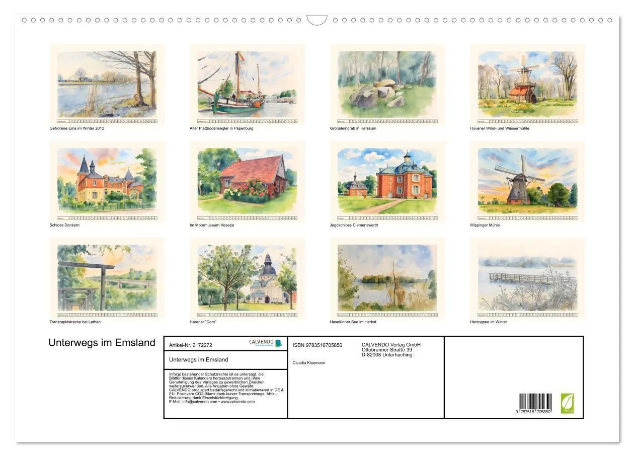 Bild: 9783516705850 | Unterwegs im Emsland (Wandkalender 2026 DIN A2 quer), CALVENDO...