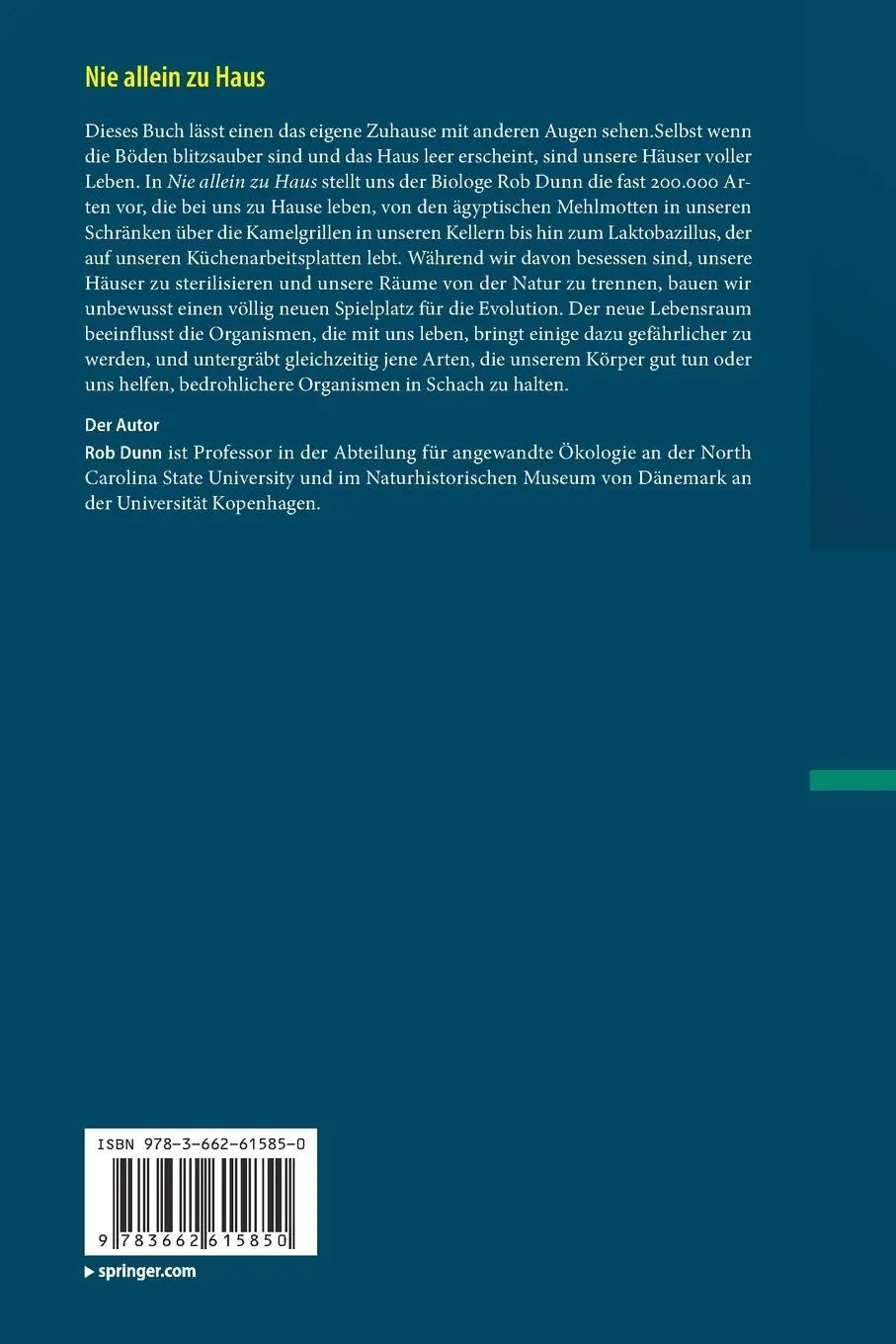 Rückseite: 9783662615850 | Nie allein zu Haus | Rob Dunn | Taschenbuch | Paperback | XIV | 2021