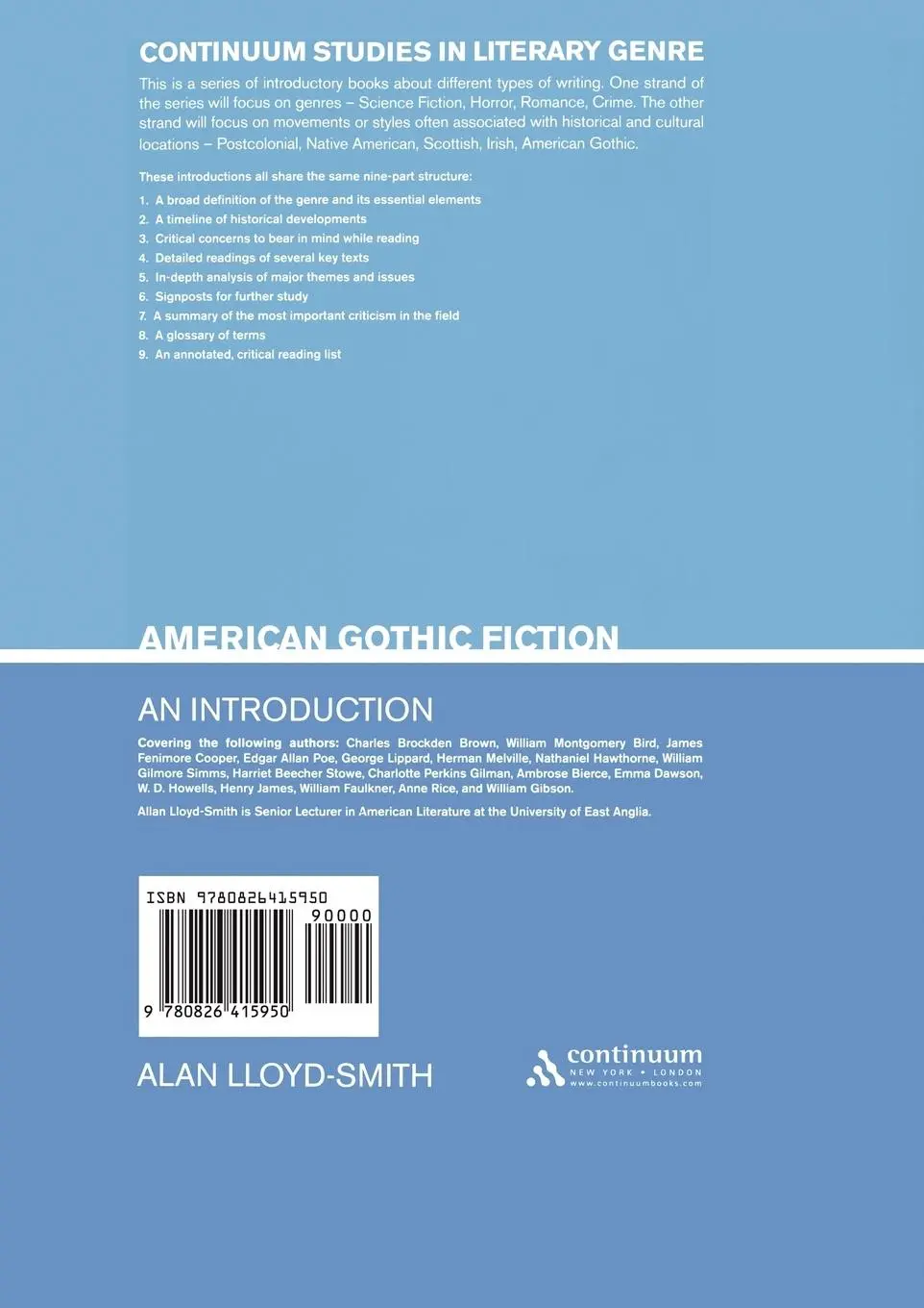 Rückseite: 9780826415950 | American Gothic Fiction | An Introduction | Allan Lloyd Smith (u. a.)