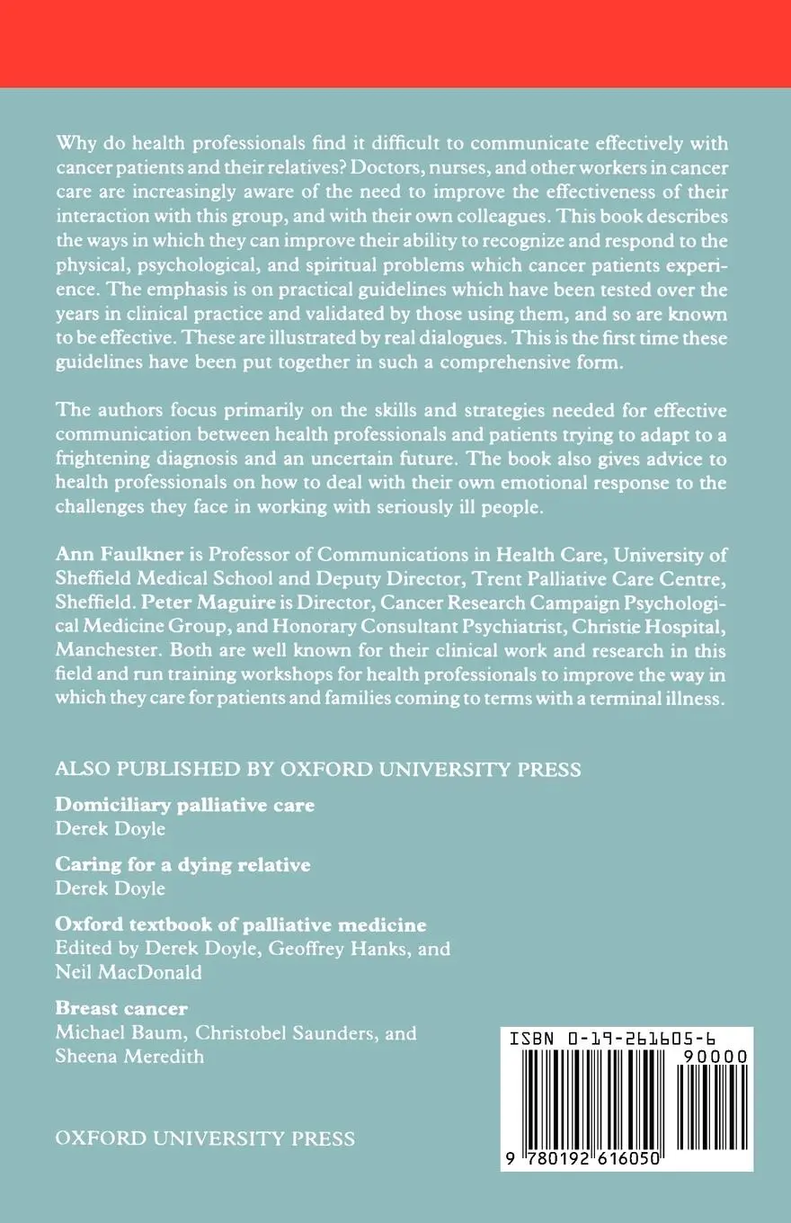 Rückseite: 9780192616050 | Talking to Cancer Patients and Their Relatives | Ann Faulkner (u. a.)