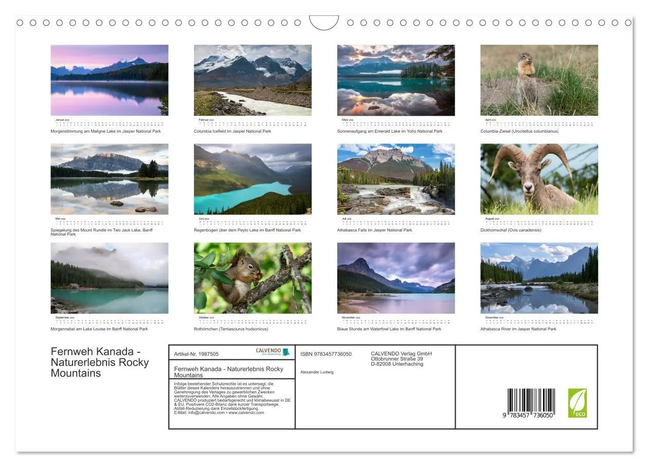 Bild: 9783457736050 | Fernweh Kanada - Naturerlebnis Rocky Mountains (Wandkalender 2026...