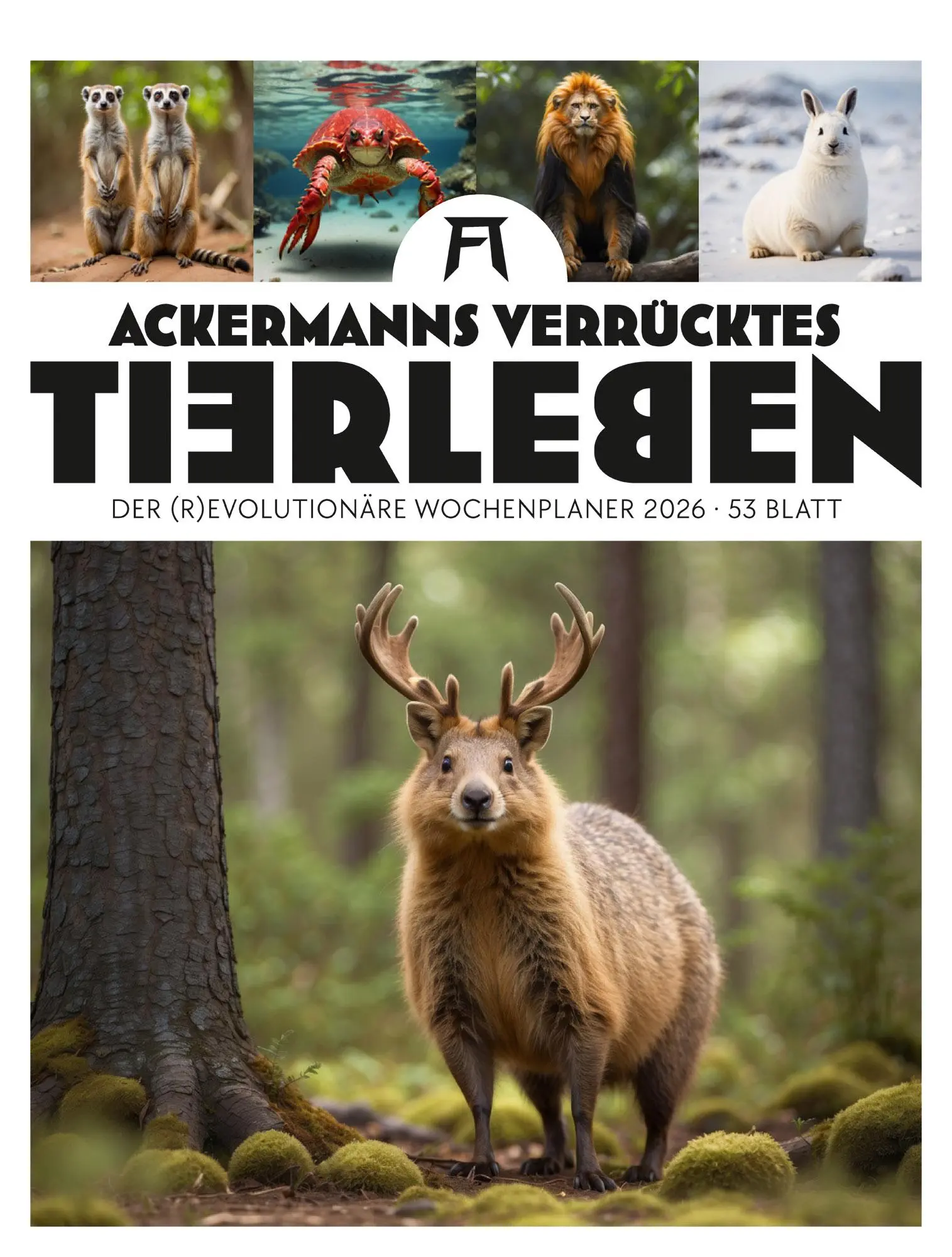 Cover: 9783838436050 | Verrücktes Tierleben - Wochenplaner mit KI-Bildern Kalender 2026