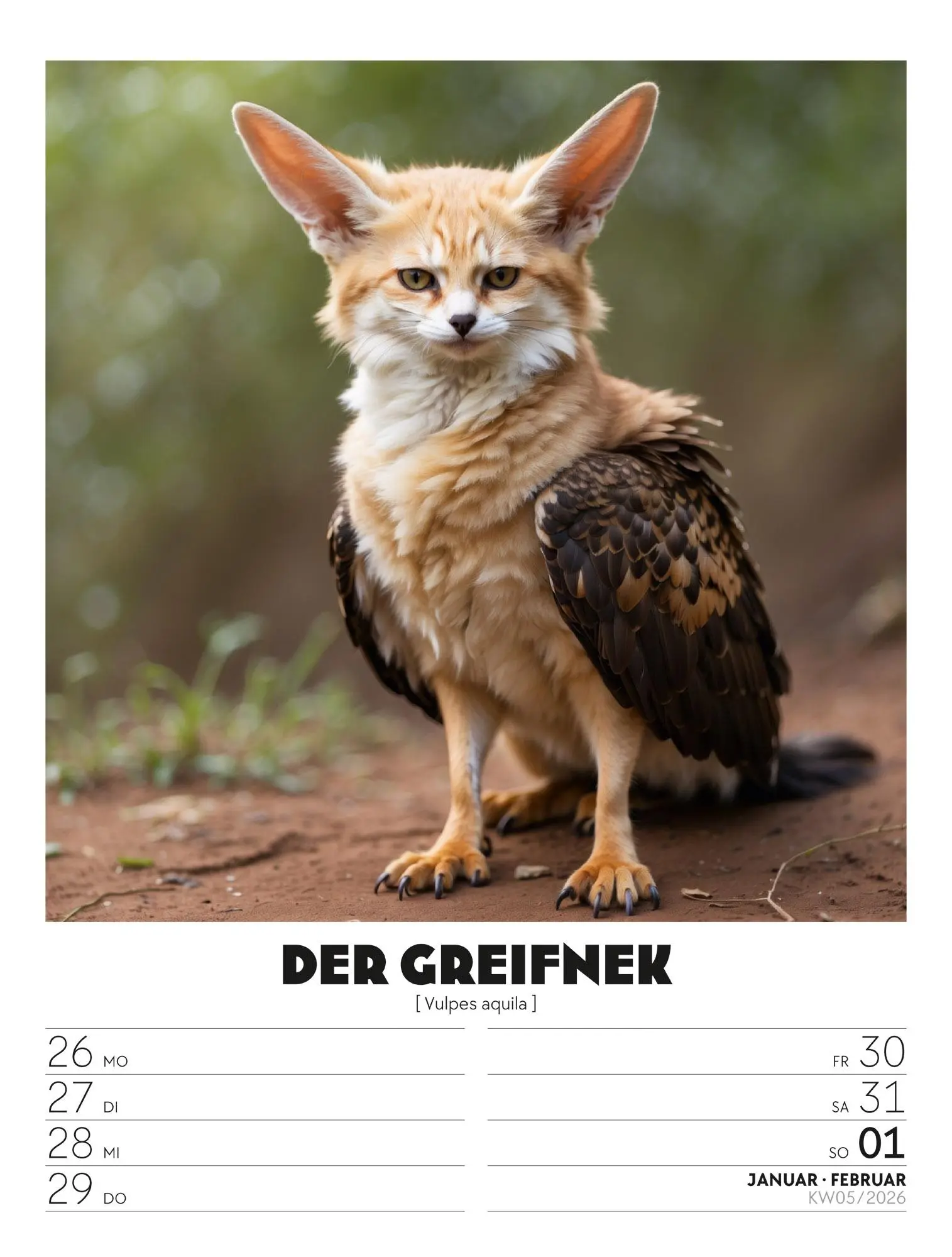 Bild: 9783838436050 | Verrücktes Tierleben - Wochenplaner mit KI-Bildern Kalender 2026