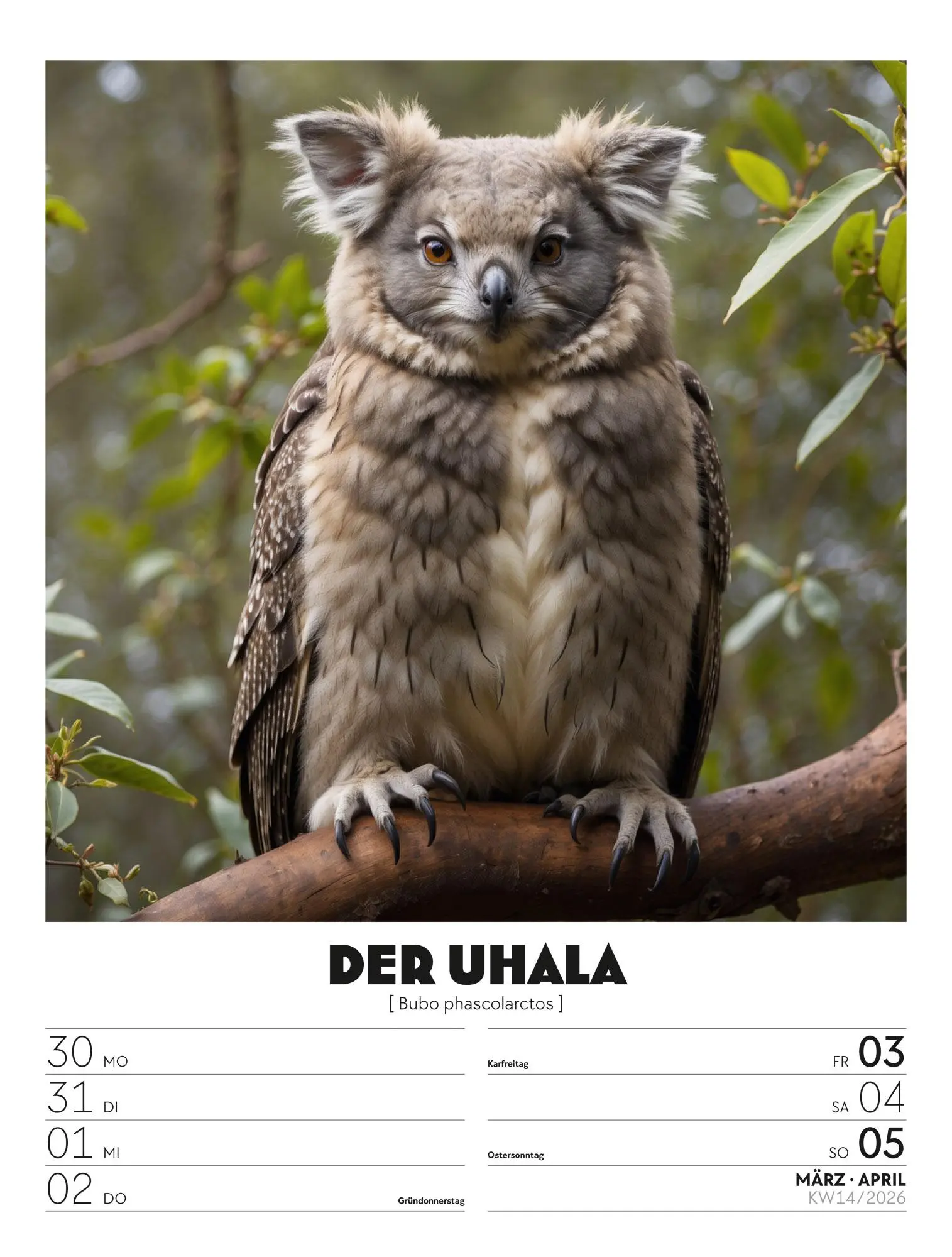 Bild: 9783838436050 | Verrücktes Tierleben - Wochenplaner mit KI-Bildern Kalender 2026