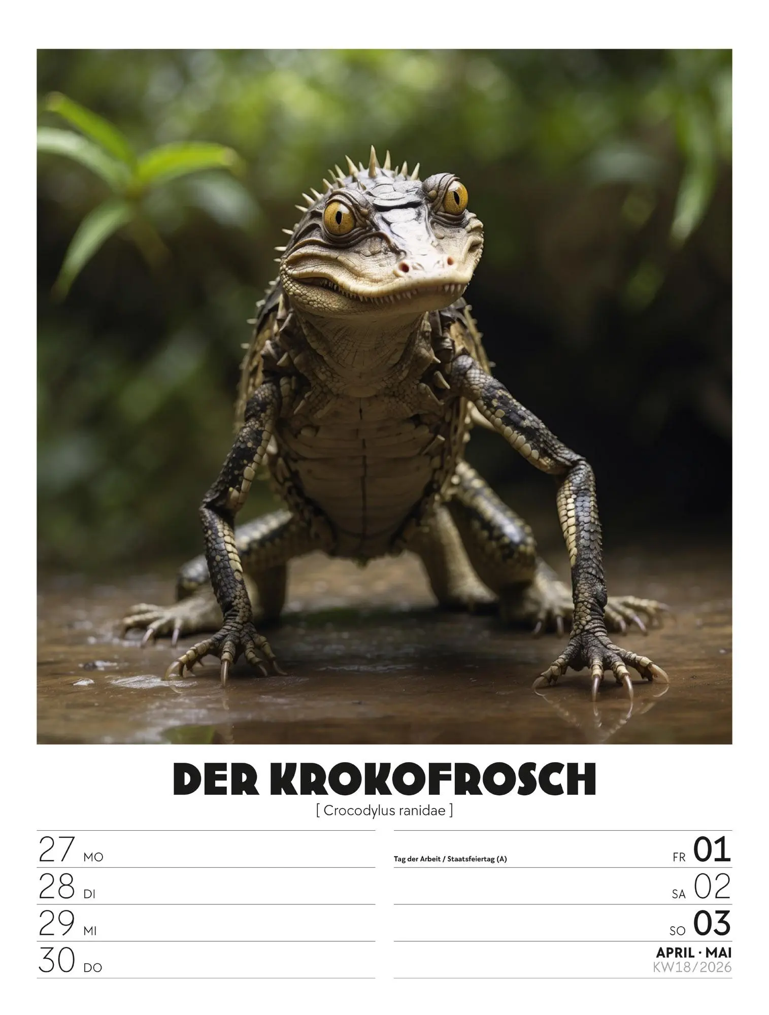 Bild: 9783838436050 | Verrücktes Tierleben - Wochenplaner mit KI-Bildern Kalender 2026