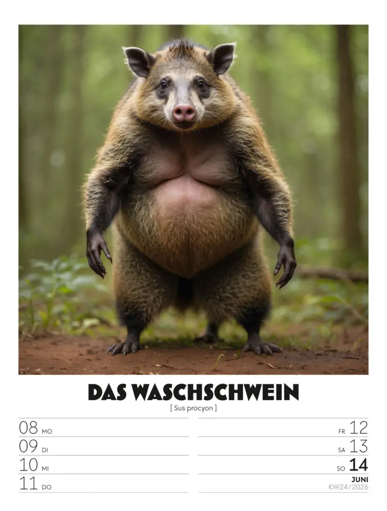 Bild: 9783838436050 | Verrücktes Tierleben Wochenplaner mit KI-Bildern Kalender 2026 | GmbH