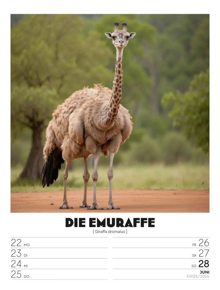 Bild: 9783838436050 | Verrücktes Tierleben Wochenplaner mit KI-Bildern Kalender 2026 | GmbH