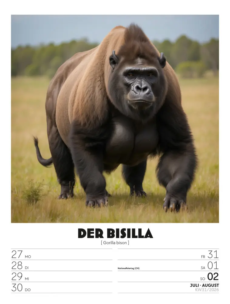 Bild: 9783838436050 | Verrücktes Tierleben Wochenplaner mit KI-Bildern Kalender 2026 | GmbH