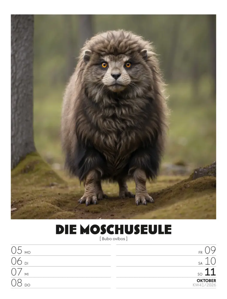 Bild: 9783838436050 | Verrücktes Tierleben Wochenplaner mit KI-Bildern Kalender 2026 | GmbH
