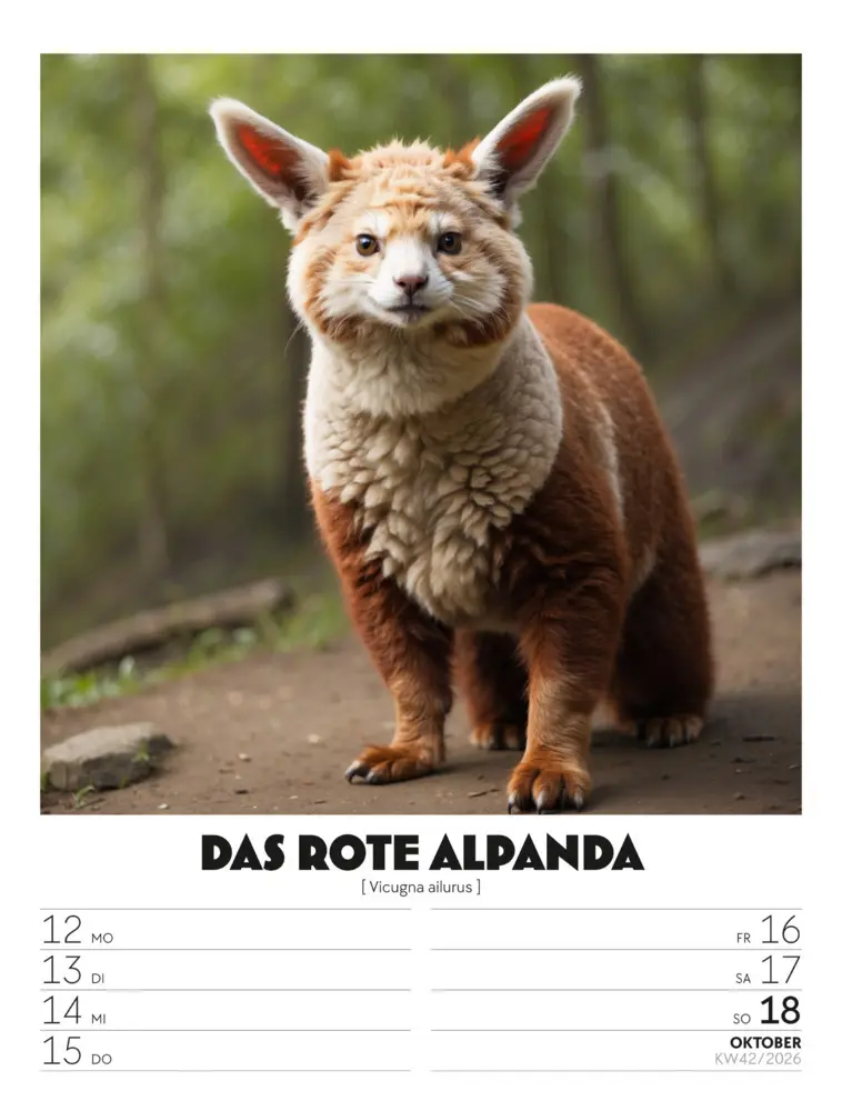 Bild: 9783838436050 | Verrücktes Tierleben Wochenplaner mit KI-Bildern Kalender 2026 | GmbH