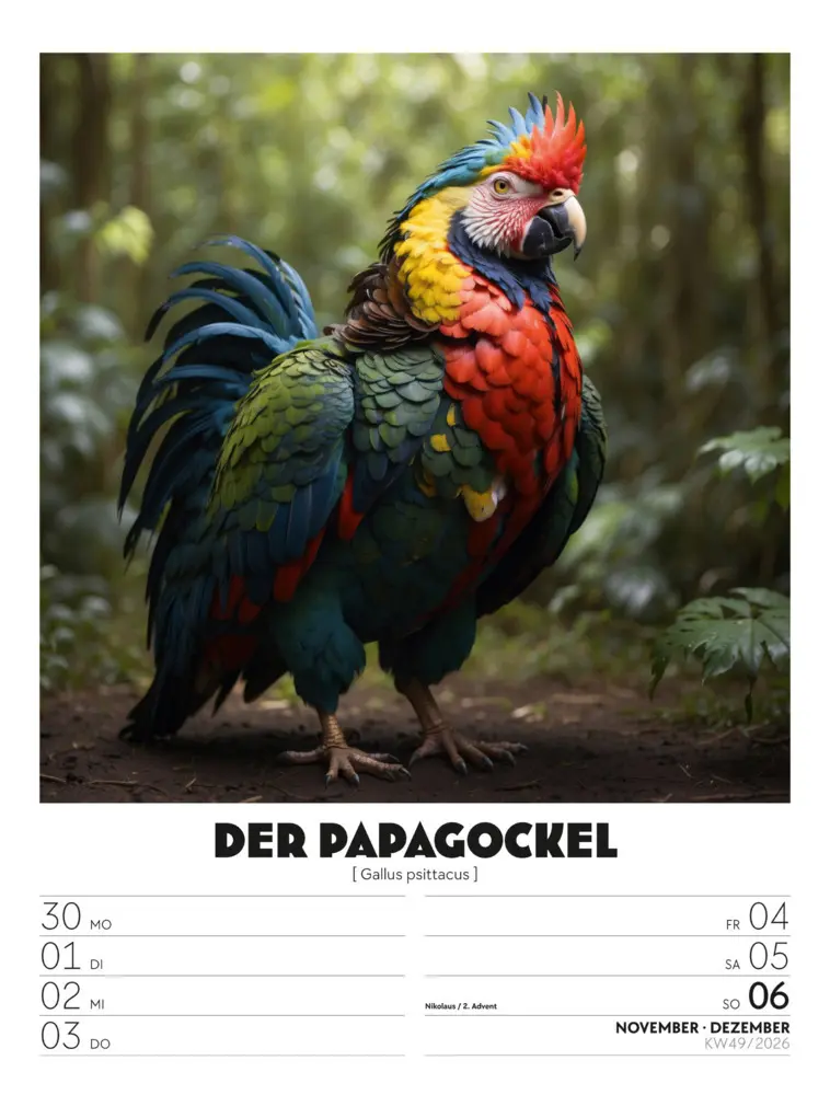 Bild: 9783838436050 | Verrücktes Tierleben Wochenplaner mit KI-Bildern Kalender 2026 | GmbH