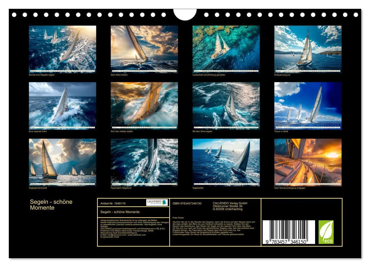 Bild: 9783457346150 | Segeln - schöne Momente (Wandkalender 2026 DIN A4 quer), CALVENDO...