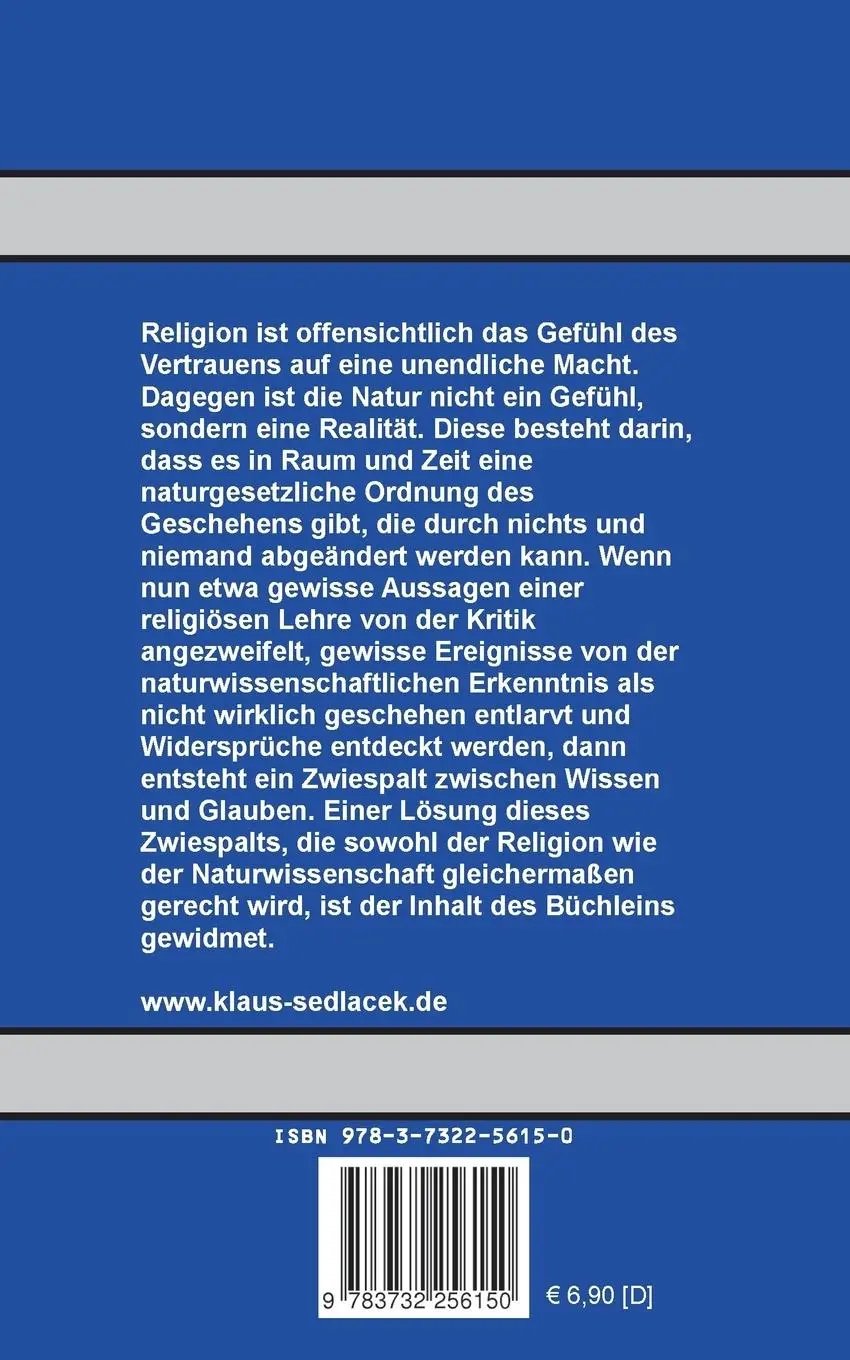 Rückseite: 9783732256150 | Vereinbarkeit von Religion und Naturwissenschaft | Sedlacek (u. a.)