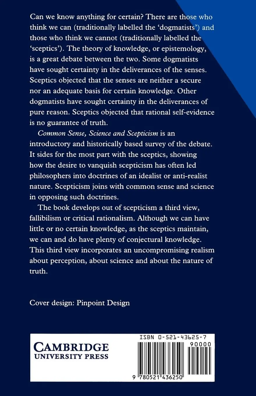 Rückseite: 9780521436250 | Common Sense, Science and Scepticism | Alan Musgrave | Taschenbuch