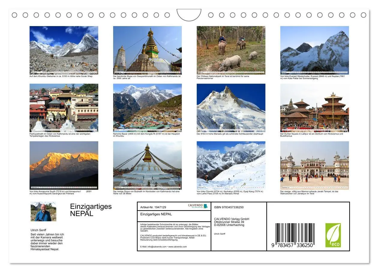 Bild: 9783457336250 | Einzigartiges NEPAL (Wandkalender 2026 DIN A4 quer), CALVENDO...