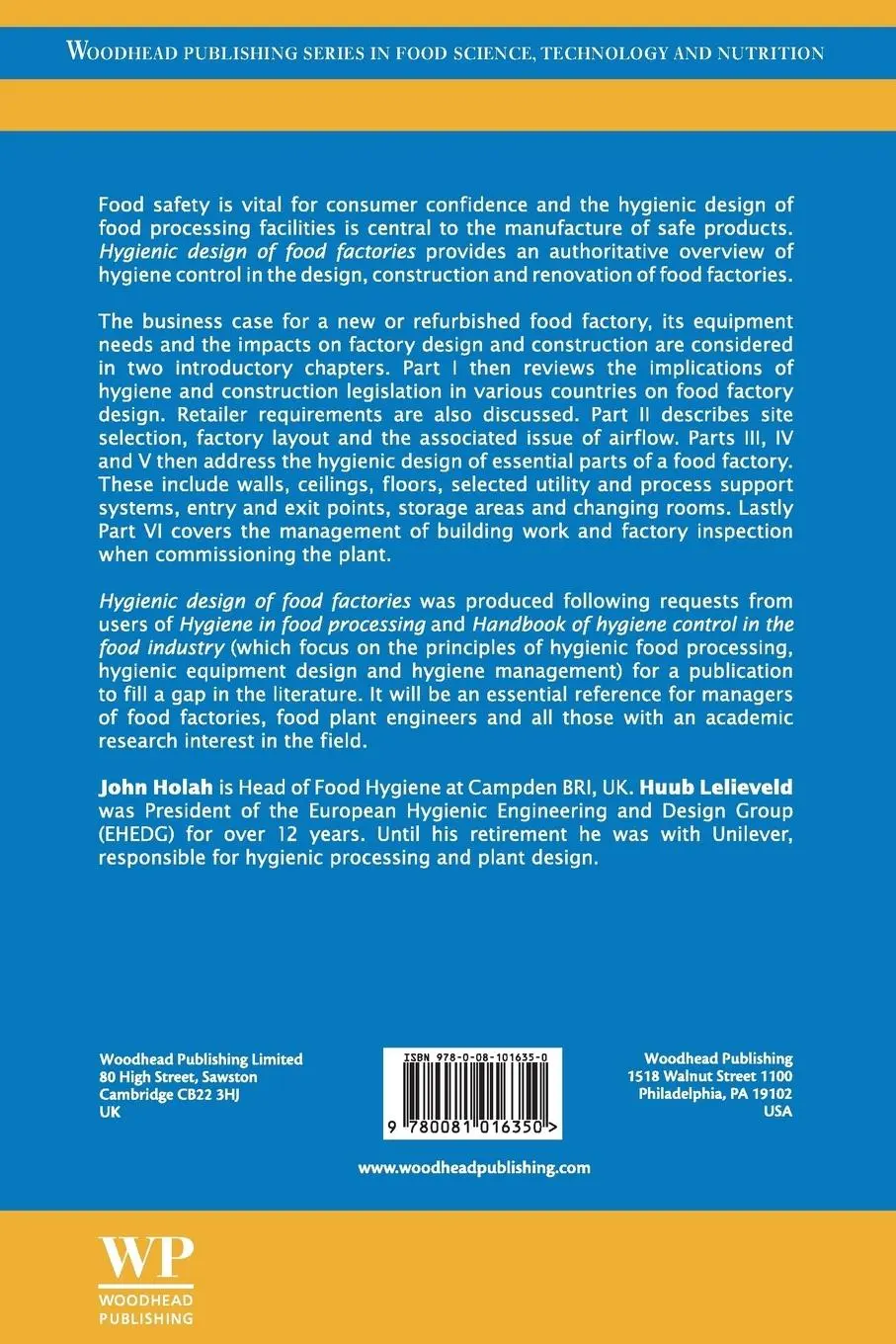 Rückseite: 9780081016350 | Hygienic Design of Food Factories | Huub Lelieveld (u. a.) | Buch
