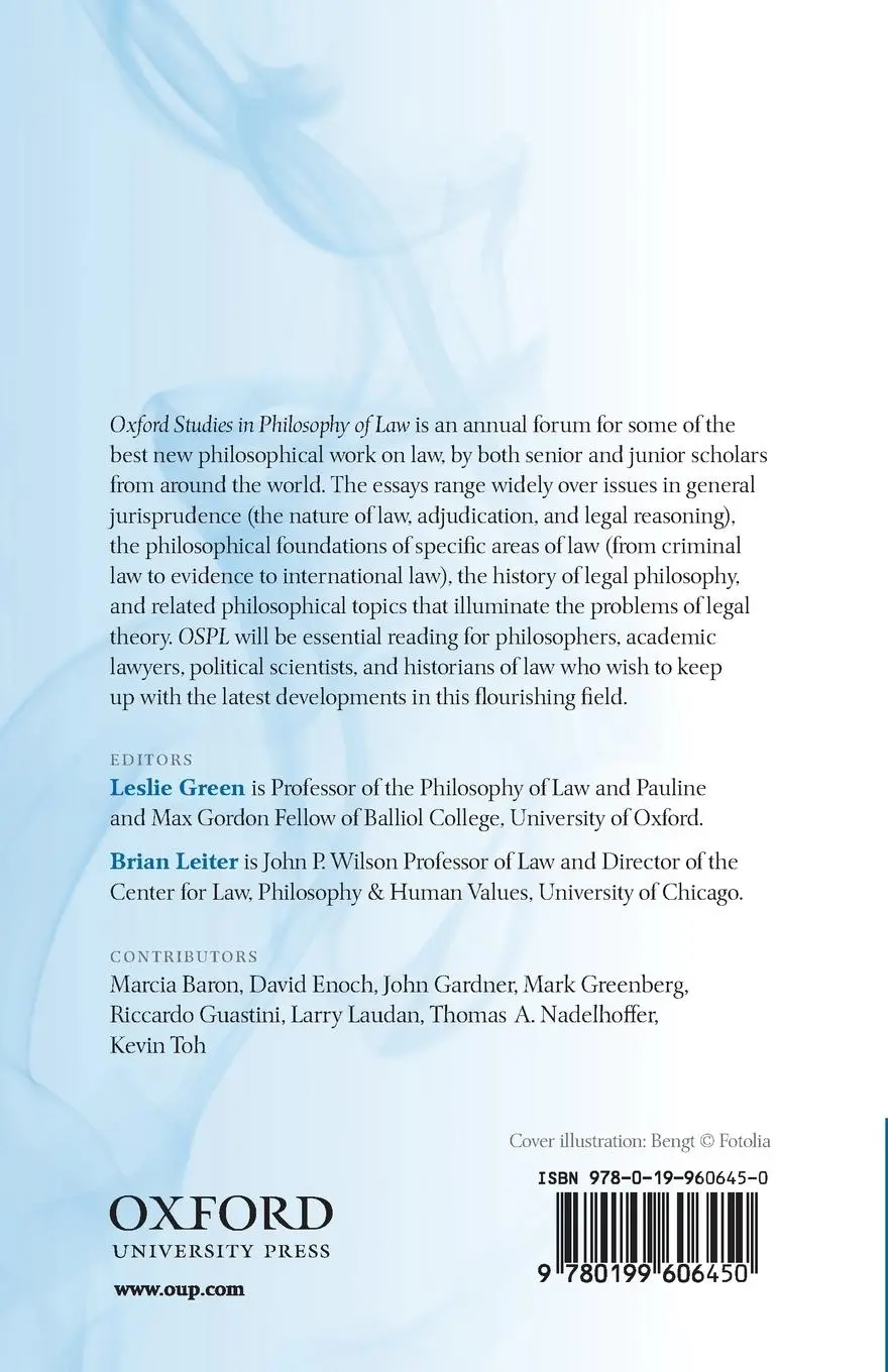 Rückseite: 9780199606450 | Oxford Studies in Philosophy of Law | Volume 1 | Leslie Green (u. a.)