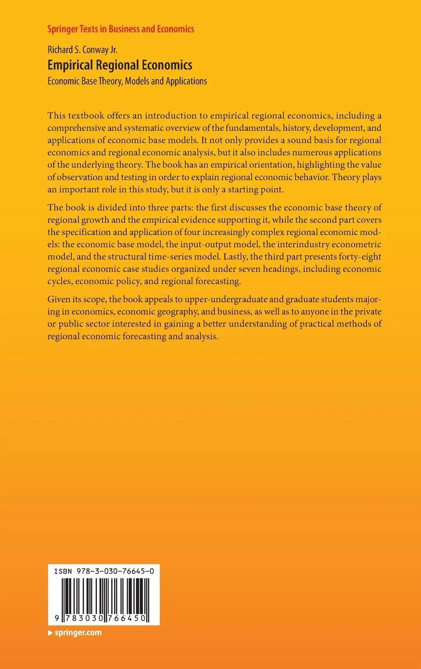 Rückseite: 9783030766450 | Empirical Regional Economics | Richard S. Conway Jr. | Buch | xiii