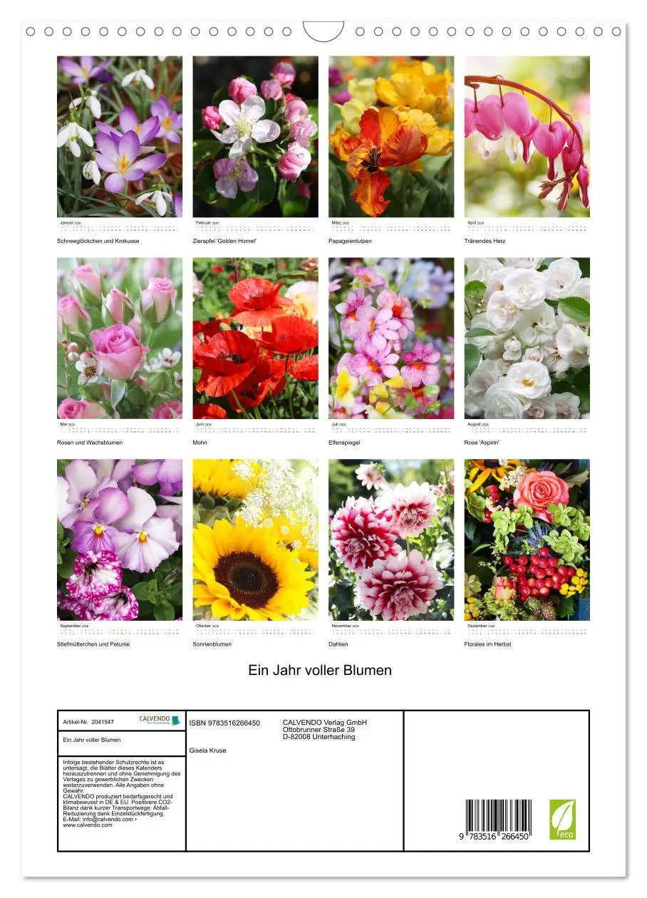 Bild: 9783516266450 | Ein Jahr voller Blumen (Wandkalender 2026 DIN A3 hoch), CALVENDO...