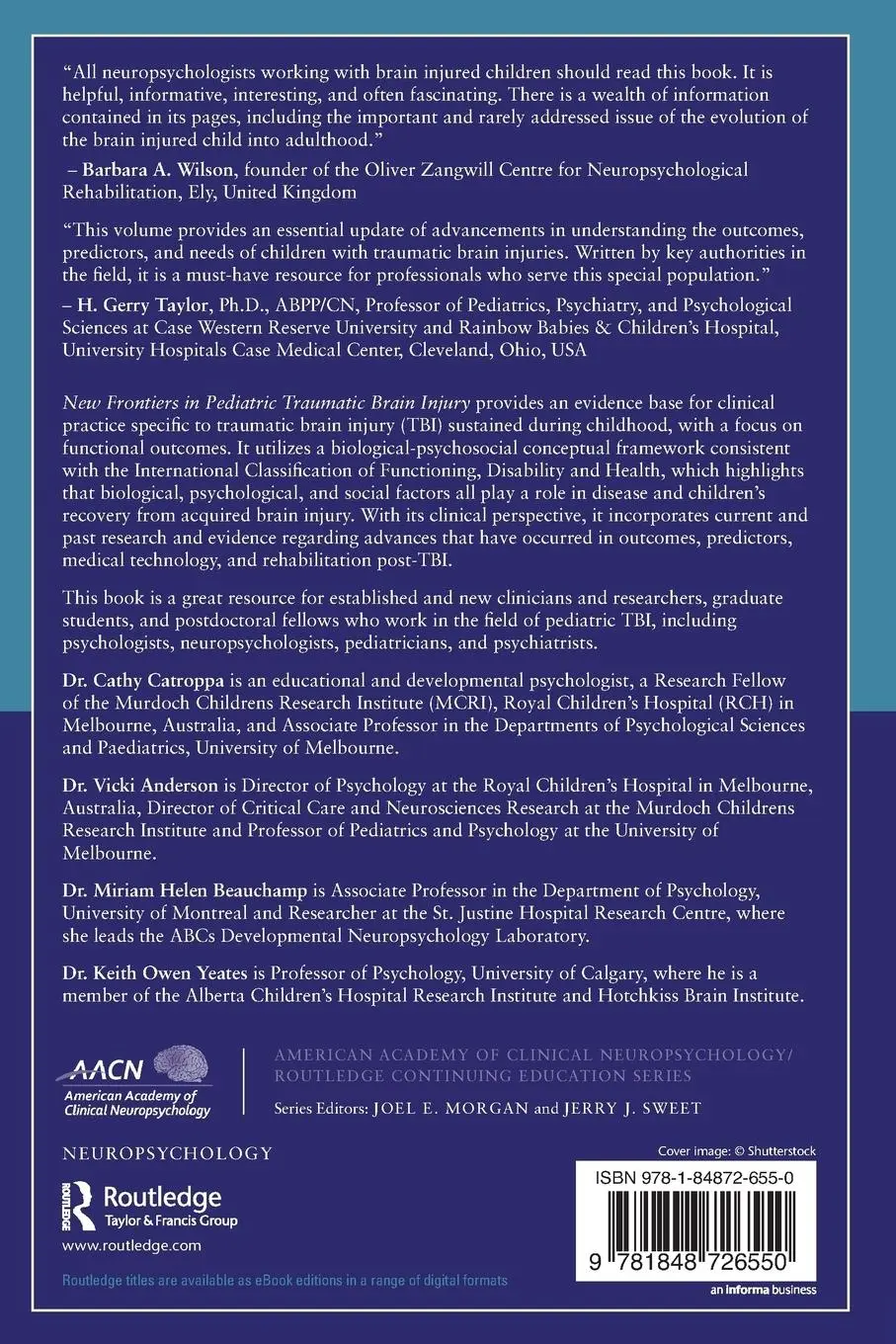 Rückseite: 9781848726550 | New Frontiers in Pediatric Traumatic Brain Injury | Catroppa (u. a.)