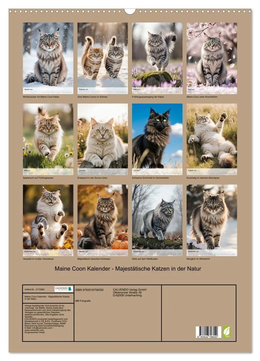 Bild: 9783516706550 | Maine Coon Kalender - Majestätische Katzen in der Natur...