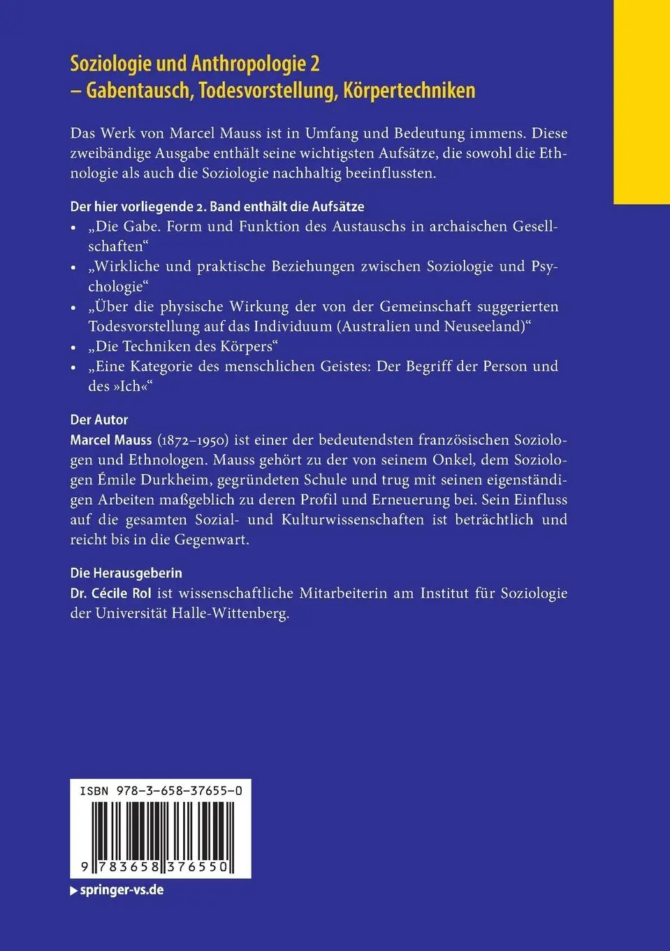 Rückseite: 9783658376550 | Soziologie und Anthropologie 2 - Gabentausch, Todesvorstellung,...
