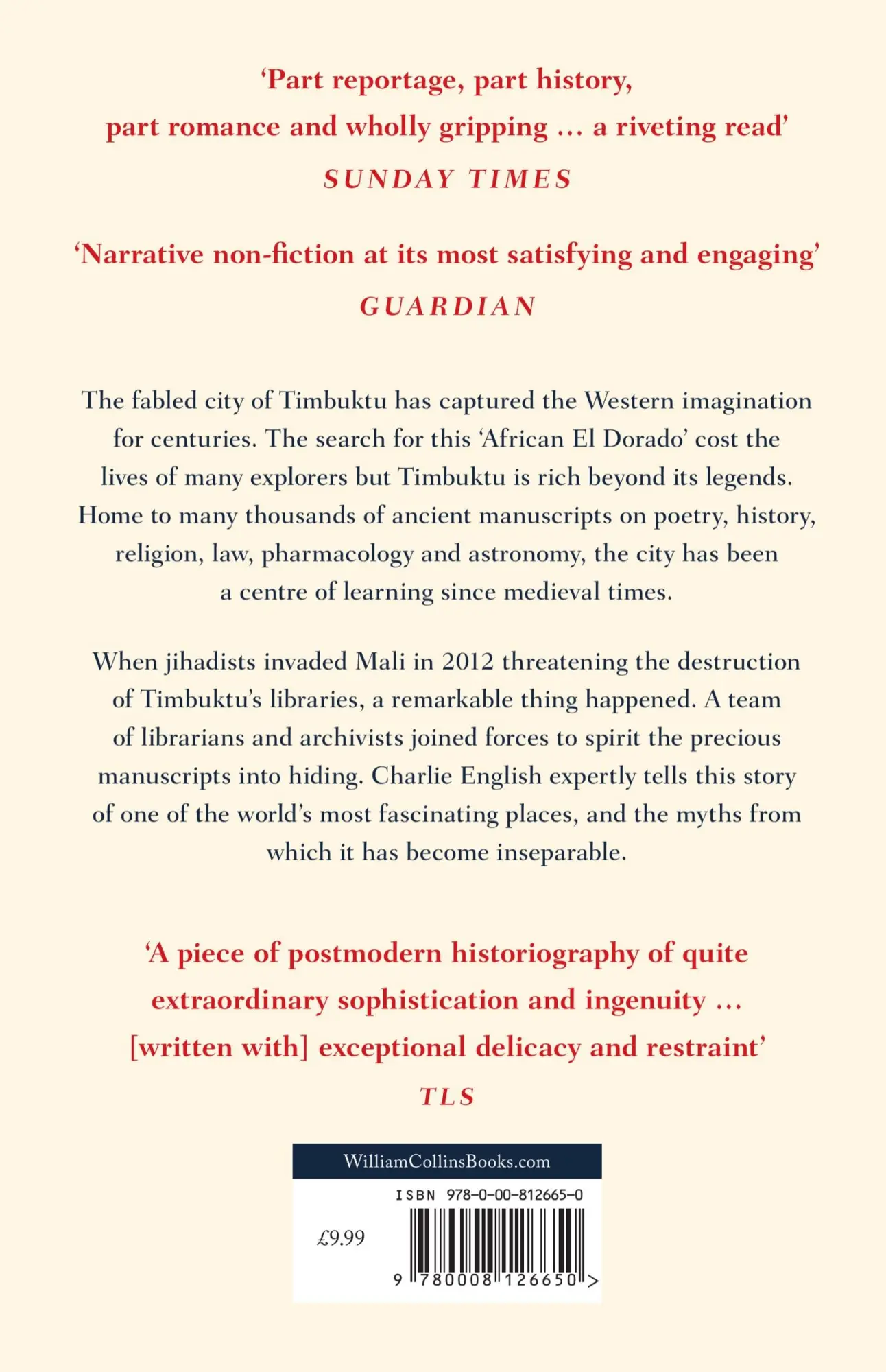 Rückseite: 9780008126650 | The Book Smugglers of Timbuktu | Charlie English | Taschenbuch | 2018