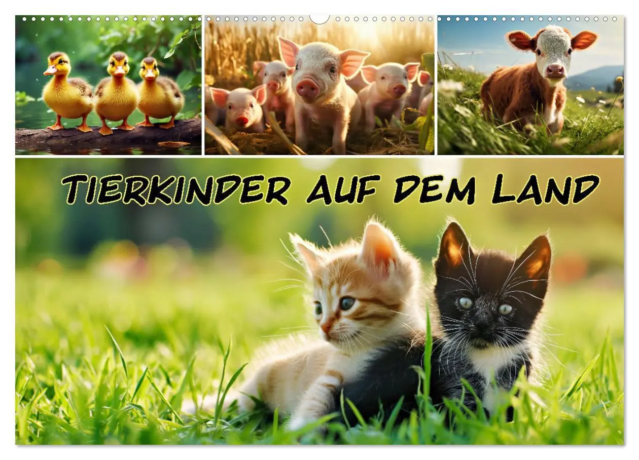 Cover: 9783435516650 | Tierkinder auf dem Land (Wandkalender 2025 DIN A2 quer), CALVENDO...