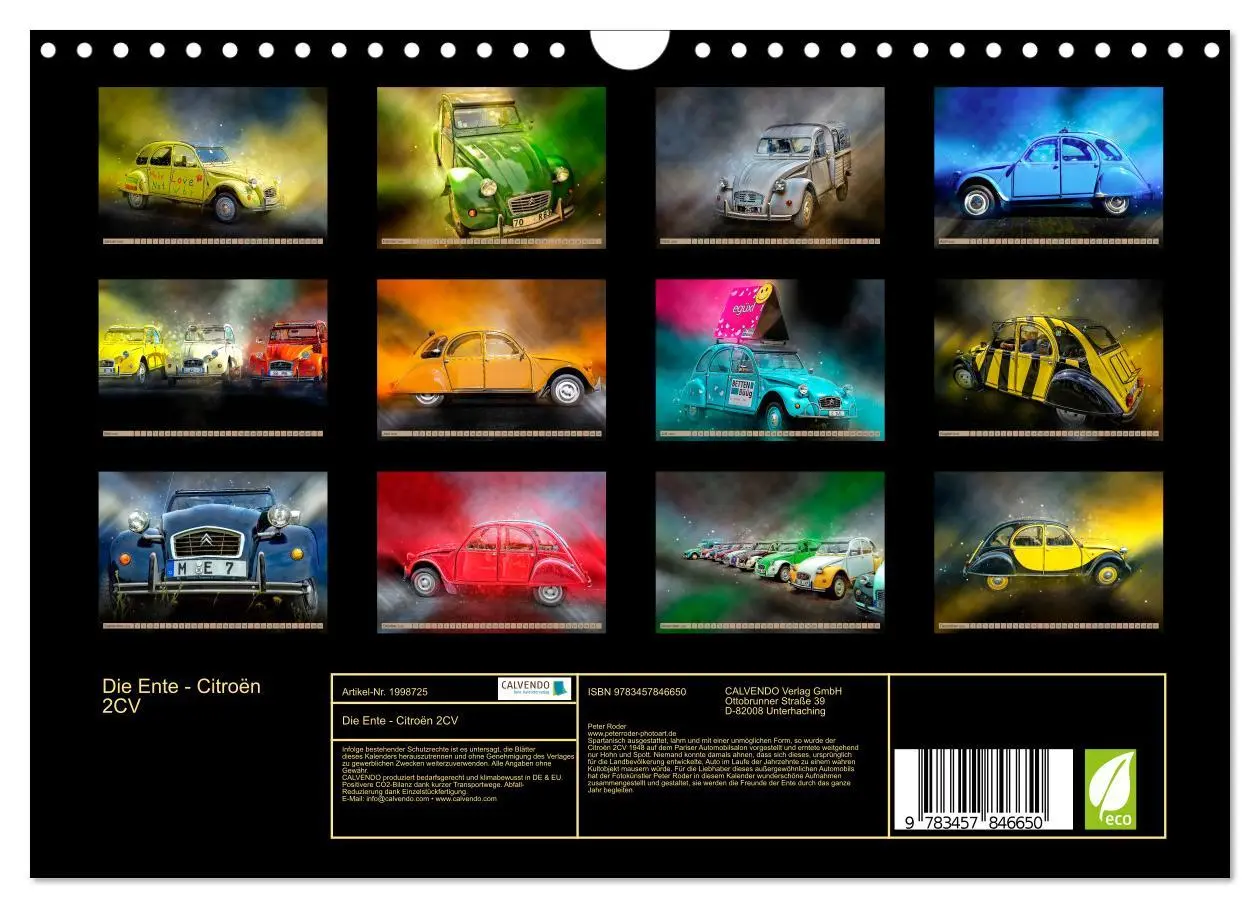 Bild: 9783457846650 | Die Ente - Citroën 2CV (Wandkalender 2026 DIN A4 quer), CALVENDO...