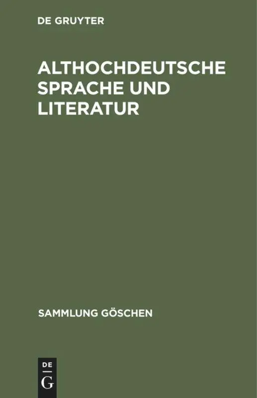 Cover: 9783110096750 | Althochdeutsche Sprache und Literatur | Degruyter | Buch | Deutsch