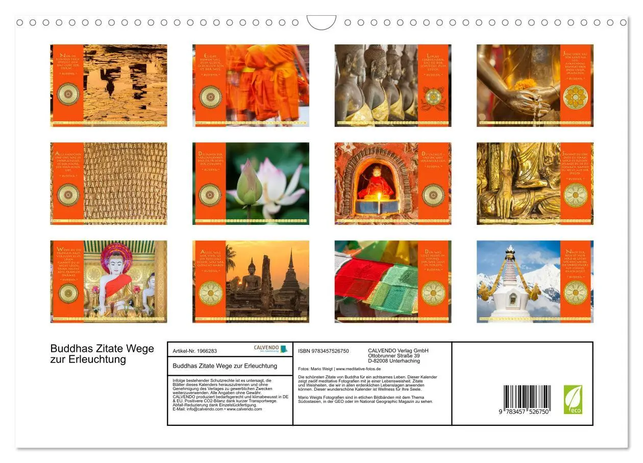 Bild: 9783457526750 | Buddhas Zitate Wege zur Erleuchtung (Wandkalender 2026 DIN A3...