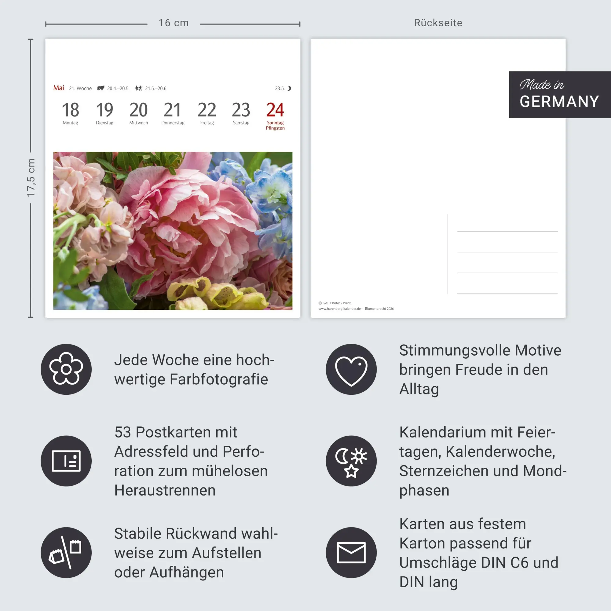 Bild: 9783840036750 | Blumenpracht Postkartenkalender 2026 - Wochenkalender mit 53...