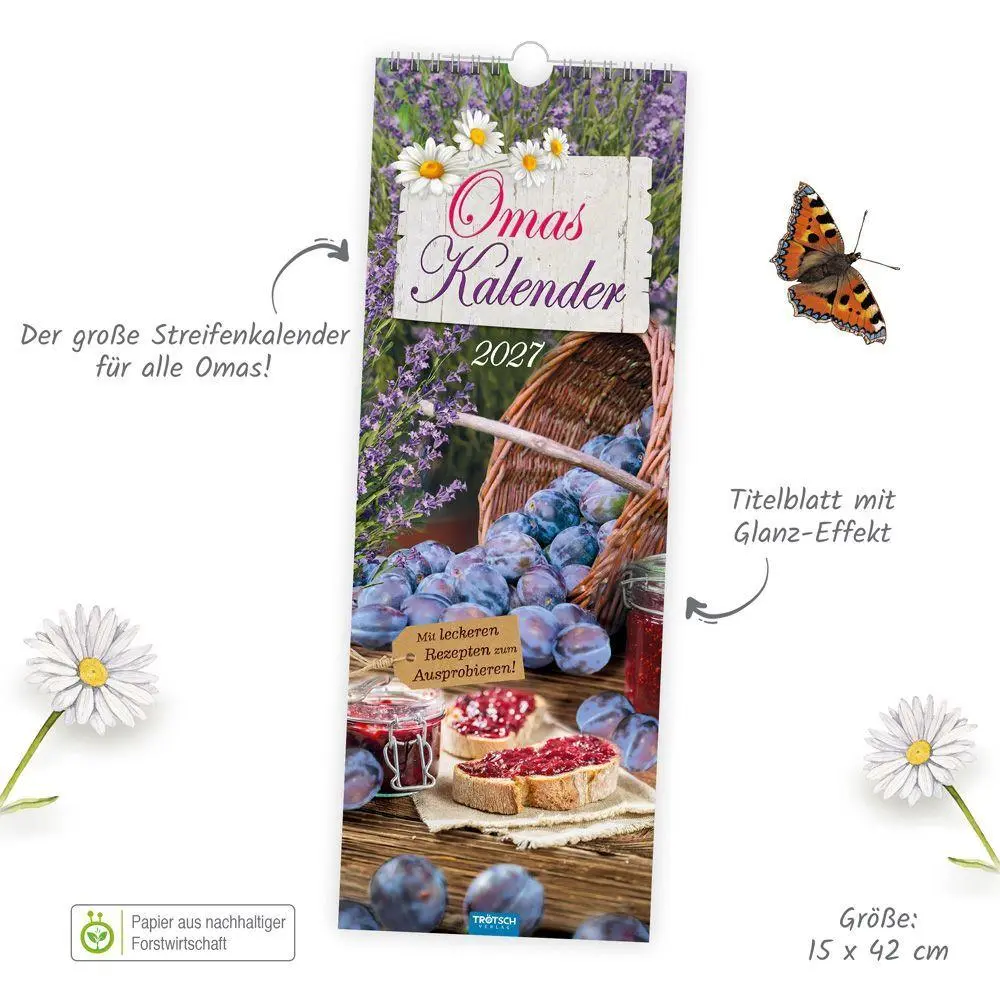 Bild: 9783988026750 | TRÖTSCH - Maxi-Streifenkalender Omas Kalender 2027 | Wandkalender | KG