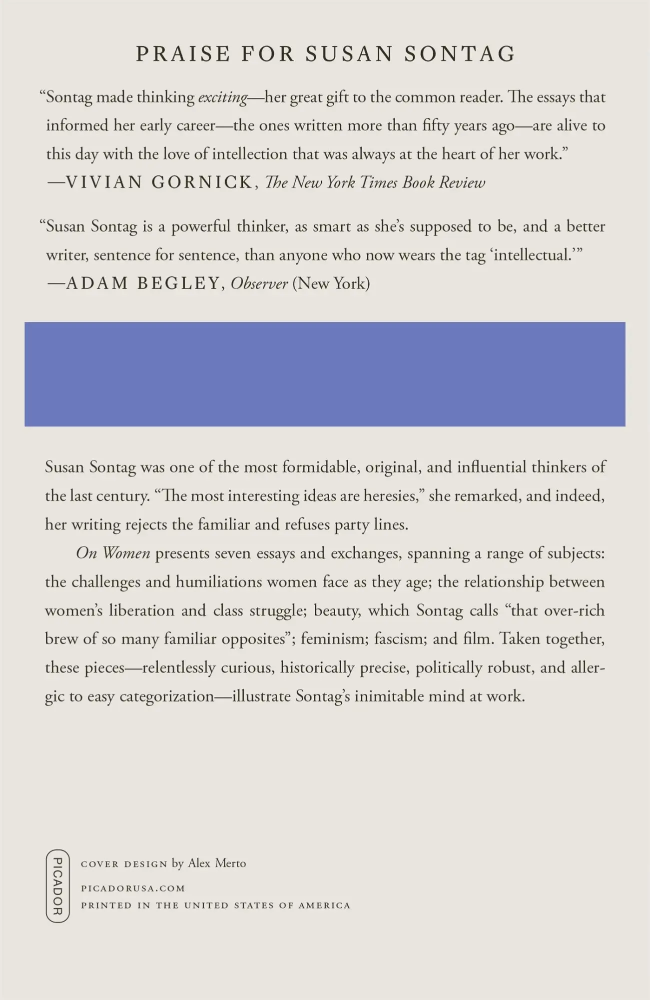 Rückseite: 9781250876850 | On Women | Susan Sontag | Taschenbuch | Kartoniert / Broschiert | 2023