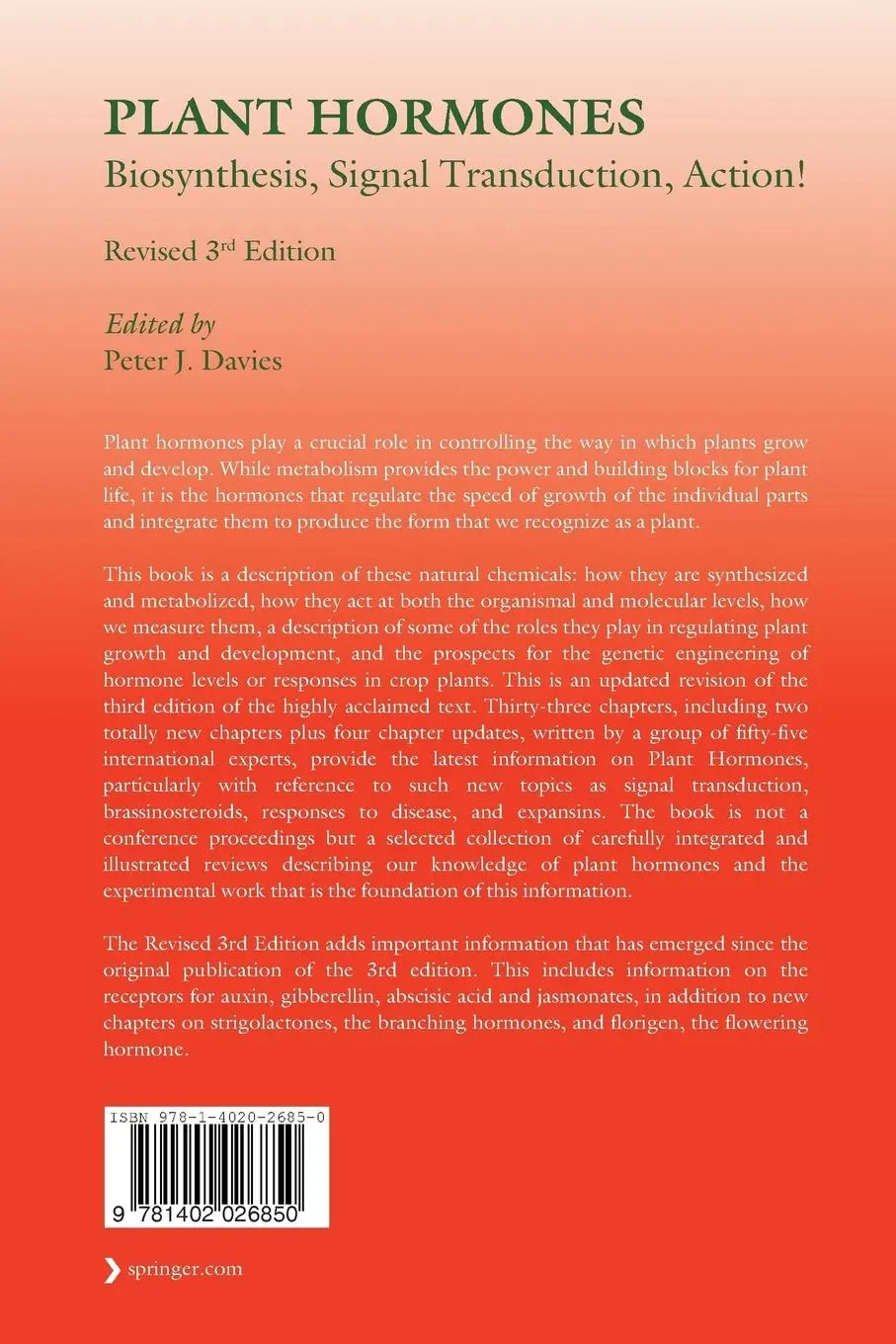 Rückseite: 9781402026850 | Plant Hormones | Biosynthesis, Signal Transduction, Action! | Davies