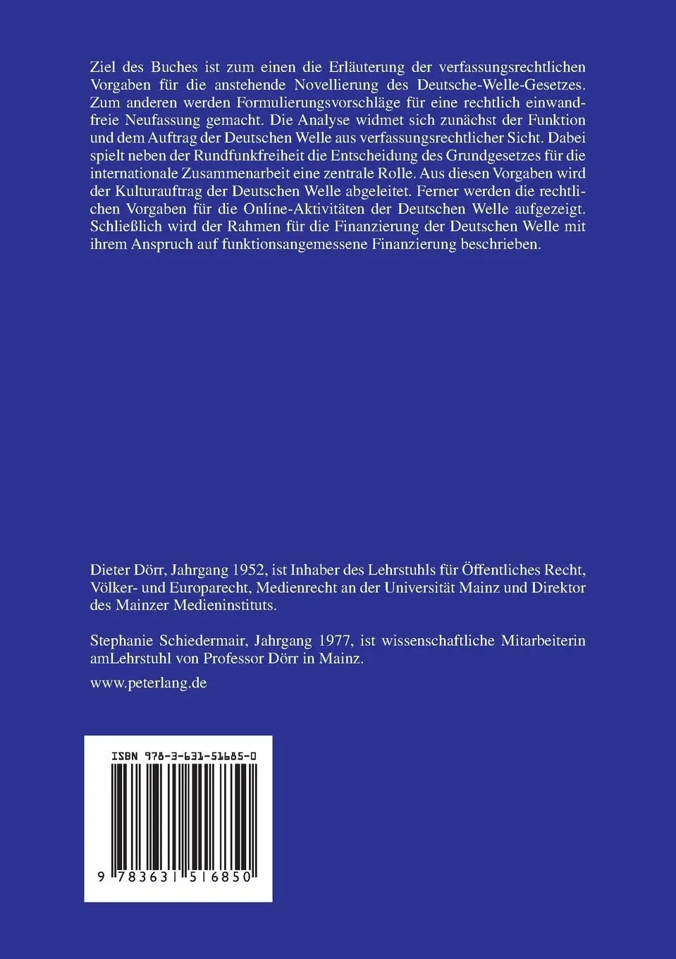 Rückseite: 9783631516850 | Die Deutsche Welle | Dieter Dörr (u. a.) | Taschenbuch | 90 S. | 2003