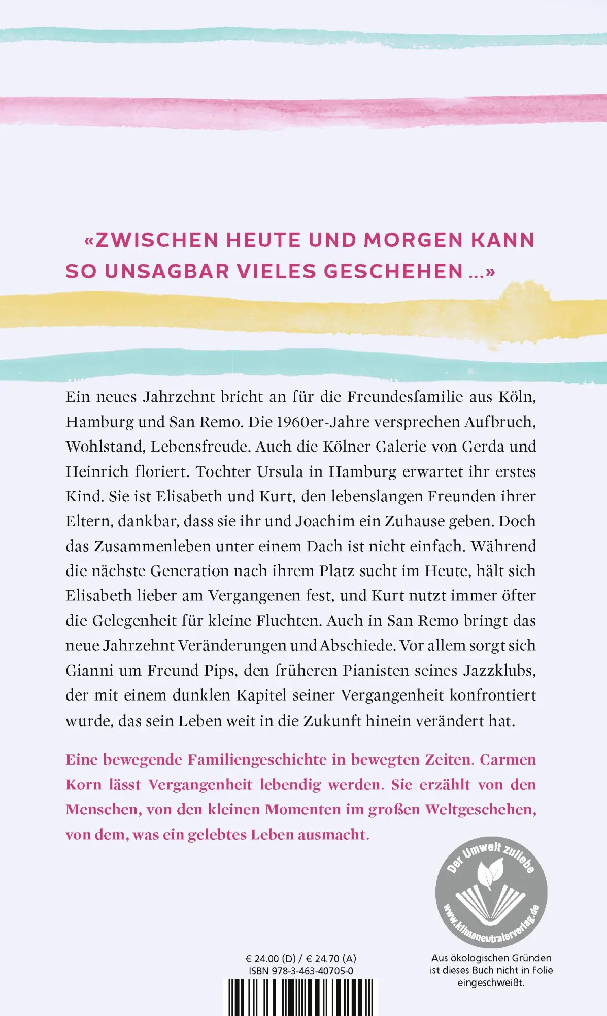 Rückseite: 9783463407050 | Zwischen heute und morgen | Carmen Korn | Buch | Drei-Städte-Saga
