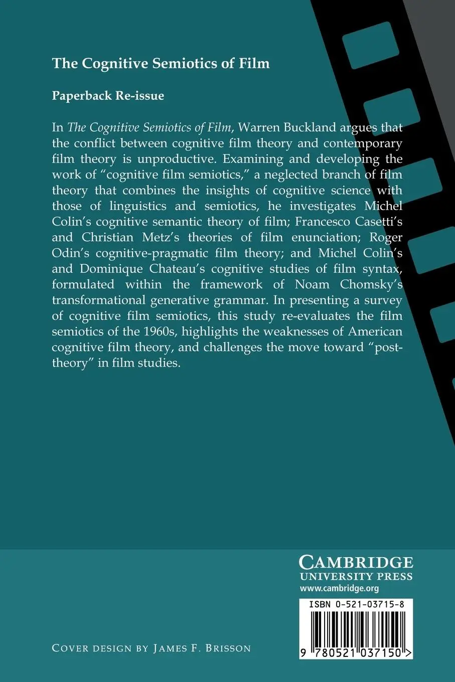 Rückseite: 9780521037150 | The Cognitive Semiotics of Film | Warren Buckland | Taschenbuch | 2007