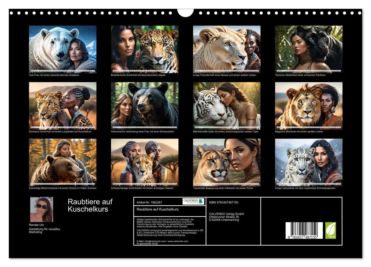Bild: 9783457487150 | Raubtiere auf Kuschelkurs (Wandkalender 2026 DIN A3 quer), CALVENDO...