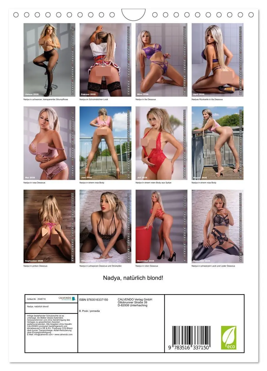 Bild: 9783516337150 | Nadya, natürlich blond! (Wandkalender 2026 DIN A4 hoch), CALVENDO...