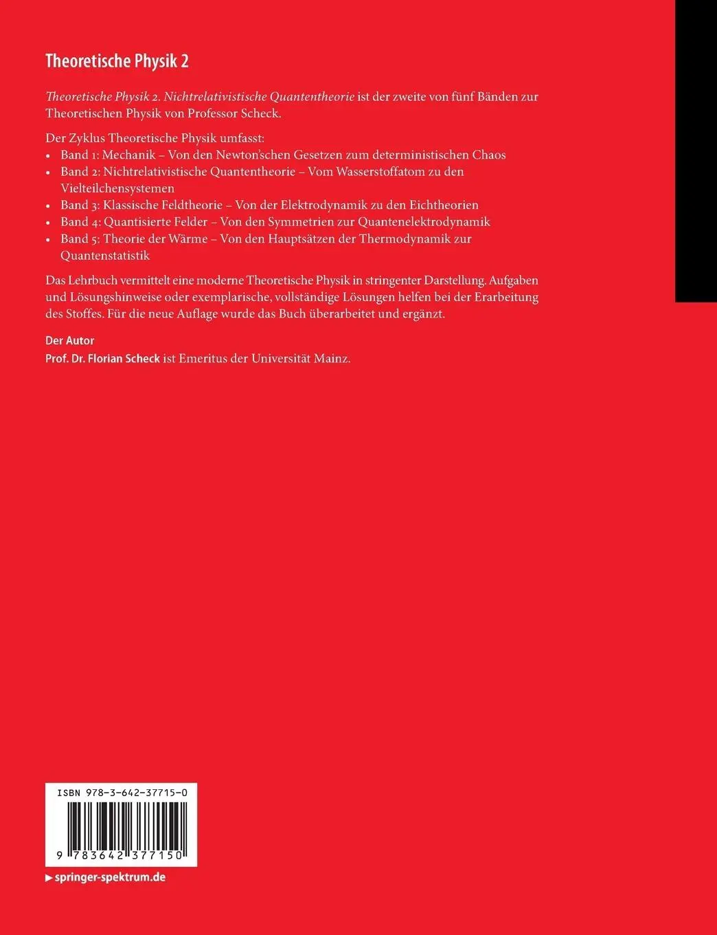 Rückseite: 9783642377150 | Theoretische Physik 2 | Florian Scheck | Taschenbuch | xiii | Deutsch