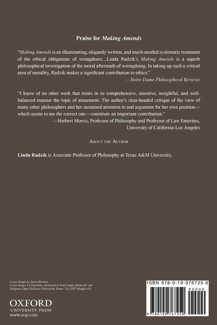 Rückseite: 9780199767250 | Making Amends | Atonement in Morality, Law, and Politics | Radzik