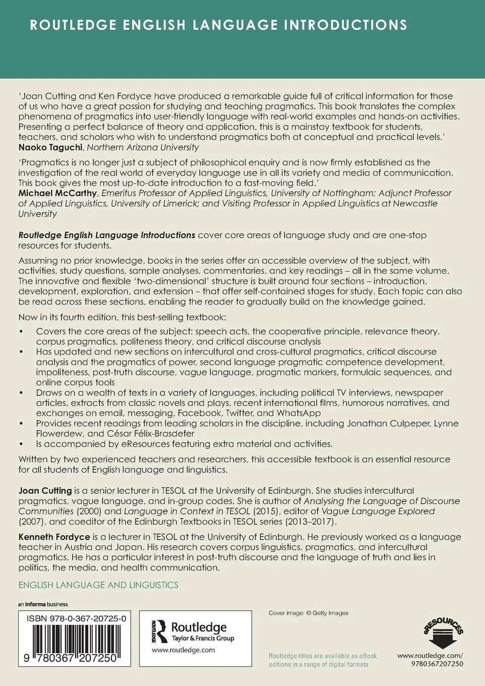 Rückseite: 9780367207250 | Pragmatics | A Resource Book for Students | Joan Cutting (u. a.)