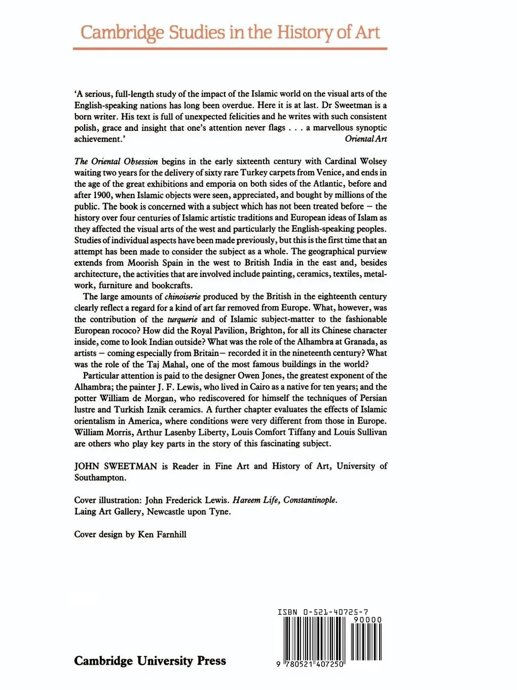 Rückseite: 9780521407250 | The Oriental Obsession | John Sweetman | Taschenbuch | Englisch | 2002