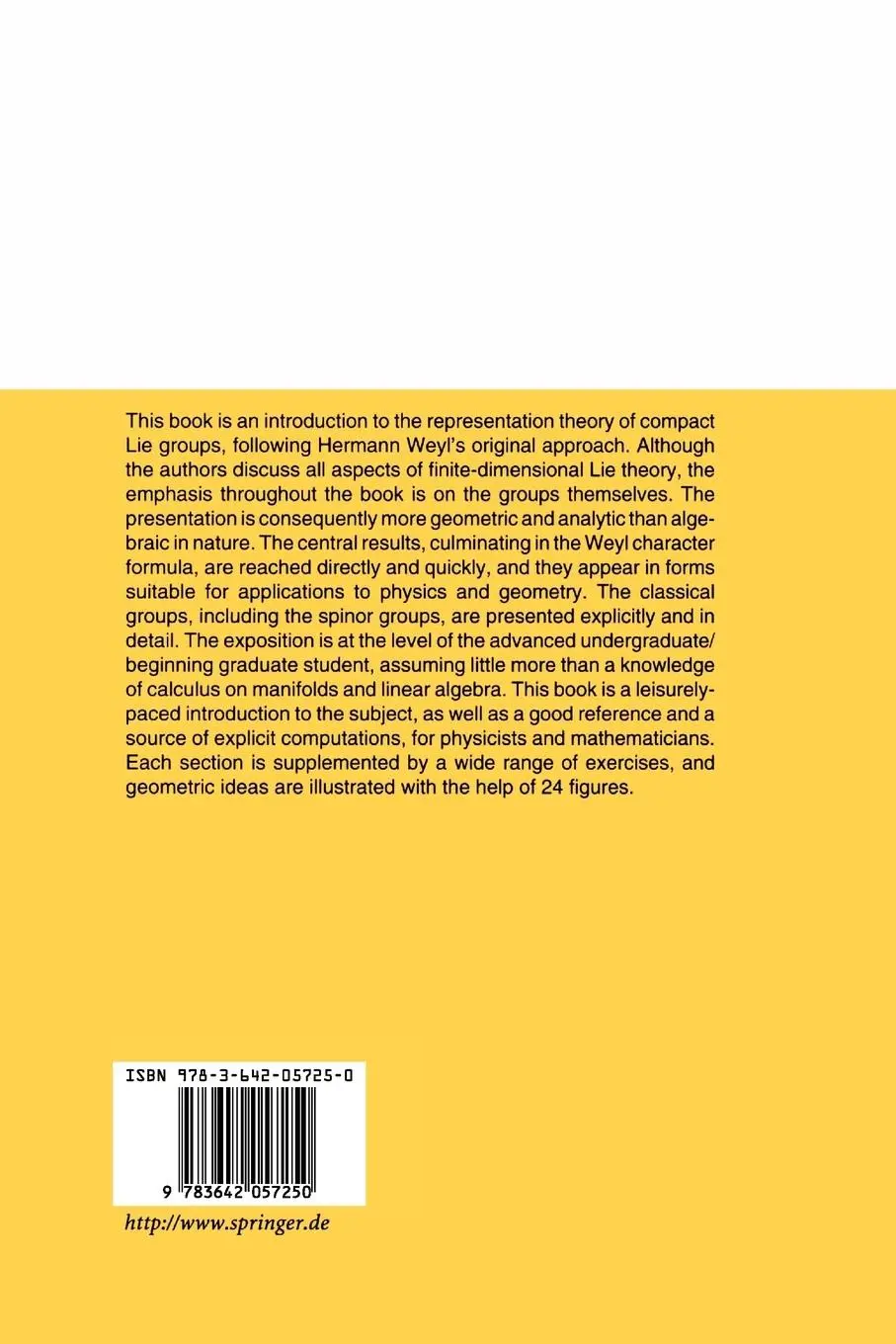 Rückseite: 9783642057250 | Representations of Compact Lie Groups | T. Tom Dieck (u. a.) | Buch
