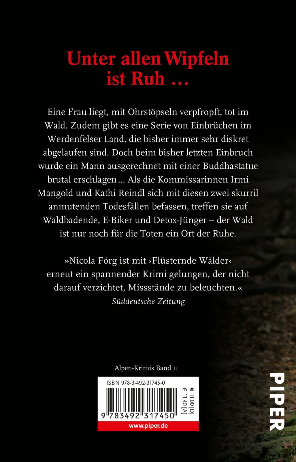 Rückseite: 9783492317450 | Flüsternde Wälder | Ein Alpen-Krimi | Nicola Förg | Taschenbuch | 2020
